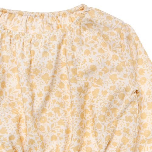 Bata Cropped de Bebê Feminina Manga Longa Mini Floral Viscose - AMARELO