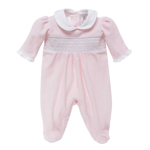 Macacão de Bebê Feminino Longo Plush Ponto Smock - ROSA