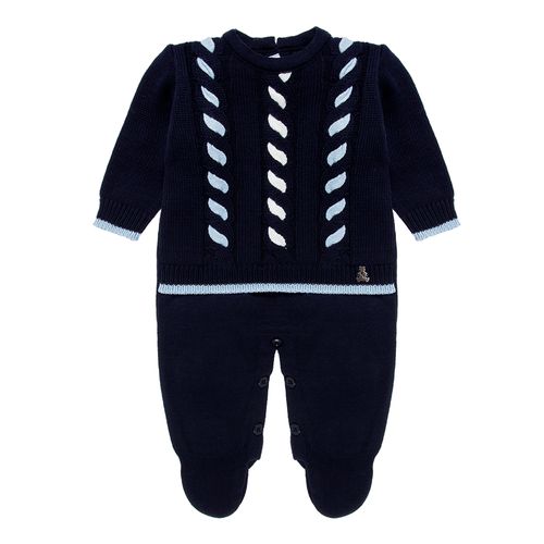 Saída de Maternidade Masculina Trança Bicolor - AZUL PROFUNDO
