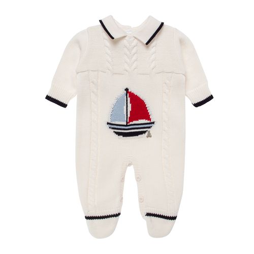 Saída de Maternidade Masculina Polo Bordado Barco - OFF WHITE