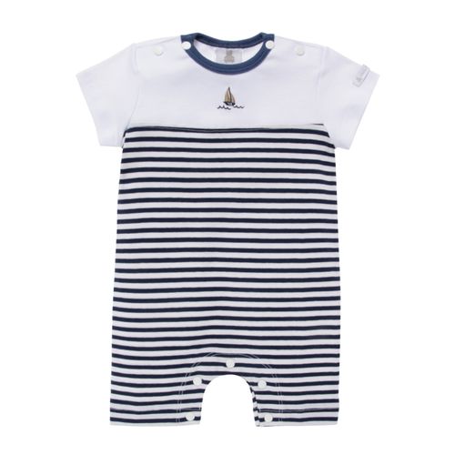 Macacão de Bebê Masculino Curto Barco - AZUL MARINHO