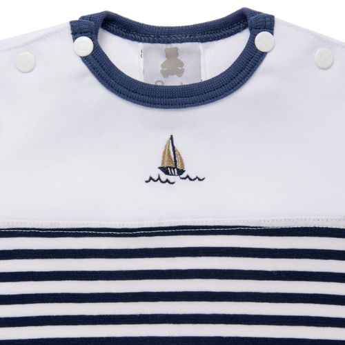 Macacão de Bebê Masculino Curto Barco - AZUL MARINHO