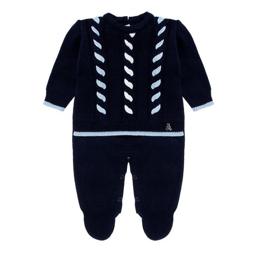 Conjunto de Saída de Maternidade Masculina Trança Bicolor - AZUL PROFUNDO