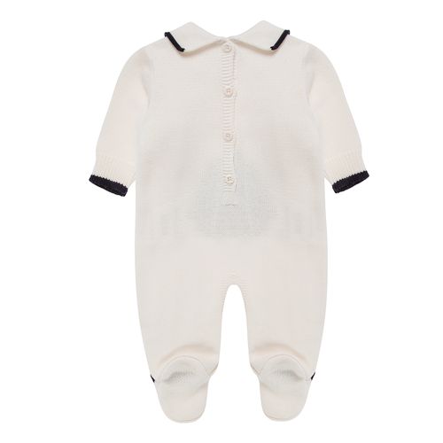 Conjunto de Saída de Maternidade Masculina Polo Bordado Barco - OFF WHITE