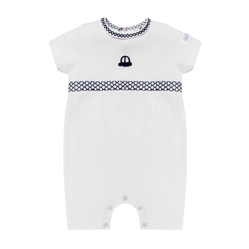 Macacão de Bebê Masculino Curto Ponto Roma - BRANCO