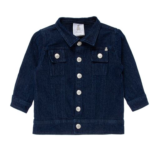 Jaqueta Jeans de Bebê Feminina com Recorte - AZUL