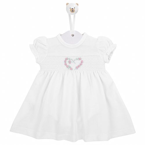 Macacão de Bebê Feminino Curto com Bordado Rococó - BRANCO