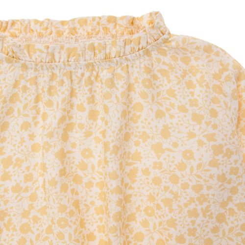 Bata Cropped Infantil Feminina Manga Longa Mini Floral Viscose - AMARELO