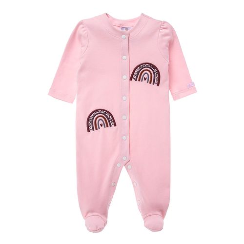 Macacão de Bebê Feminino Longo Algodão Egípcio Arco Íris - ROSA
