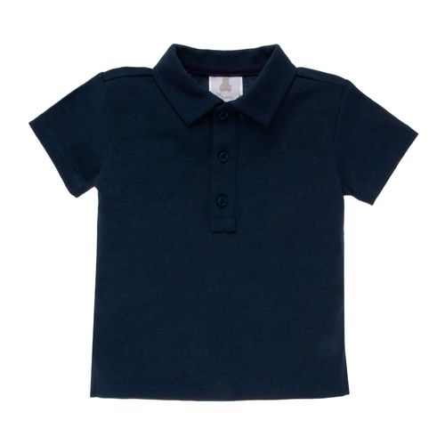 Camiseta Polo de Bebê Masculina Manga Curta Piquet - AZUL