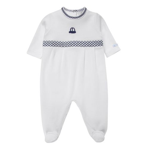 Macacão de Bebê Masculino Longo Ponto Roma - BRANCO