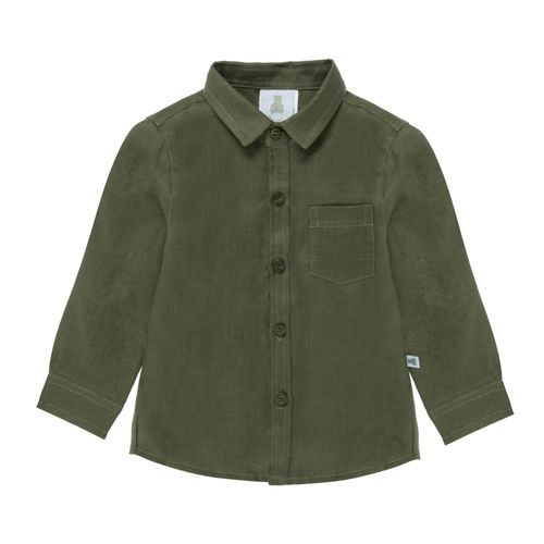 Camisa de Bebê Masculina Manga Longa Puro Linho - VERDE