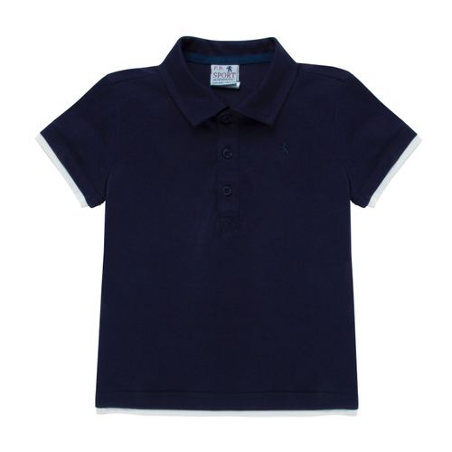 Camiseta Polo Infantil Masculina Manga Curta Malha Pima - AZUL MARINHO