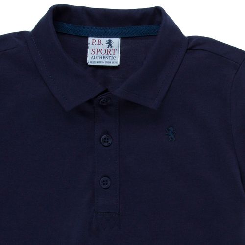 Camiseta Polo Infantil Masculina Manga Curta Malha Pima - AZUL MARINHO