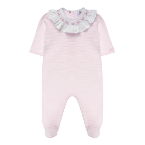 Macacão de Bebê Feminino Longo Ponto Smock na Gola - ROSA