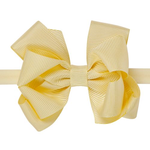Faixa de Cabelo Bebê Laço Duplo Gorgurão - AMARELO