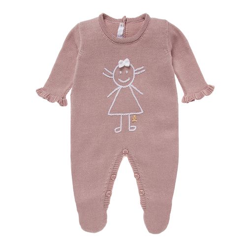 Saída de Maternidade Feminina Ponto Corrente - ROSA ANTIGO