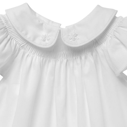 Vestido de Bebê Feminino Batinha Ponto Smock - BRANCO