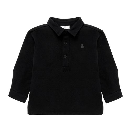 Camiseta Polo de Bebê Masculina Manga Longa Piquet Pima - PRETO