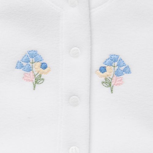 Macacão de Bebê Feminino Longo Microsoft com Bordado de Flores - BRANCO