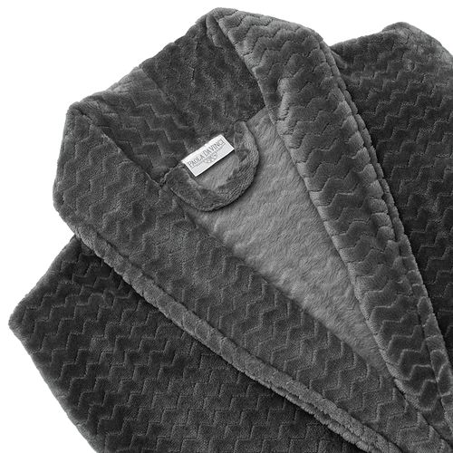 Roupão Adulto Plush Chevron Unique - CINZA CHUMBO