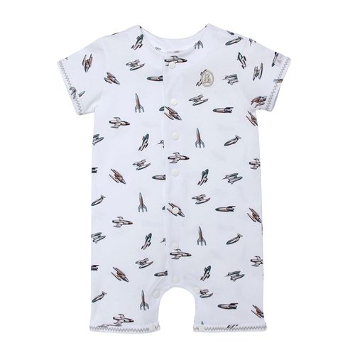 Macacão de Bebê Masculino Curto Algodão Egípcio  Naves - BRANCO