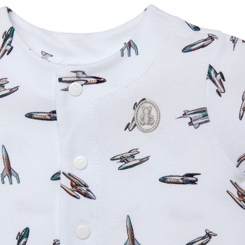 Macacão de Bebê Masculino Curto Algodão Egípcio  Naves - BRANCO
