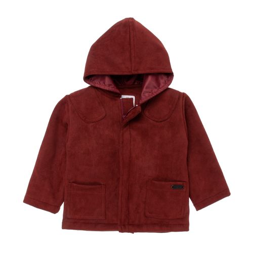 Casaco de Bebê Masculino Suede com Capuz - BRICK