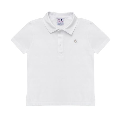 Camiseta Polo Infantil Masculina Manga Curta Piquet Pima - BRANCO