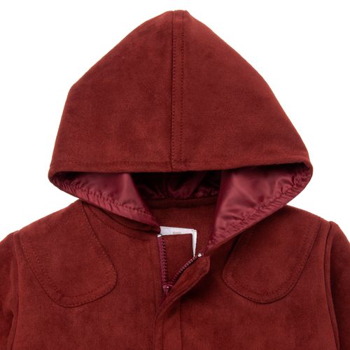 Casaco de Bebê Masculino Suede com Capuz - BRICK