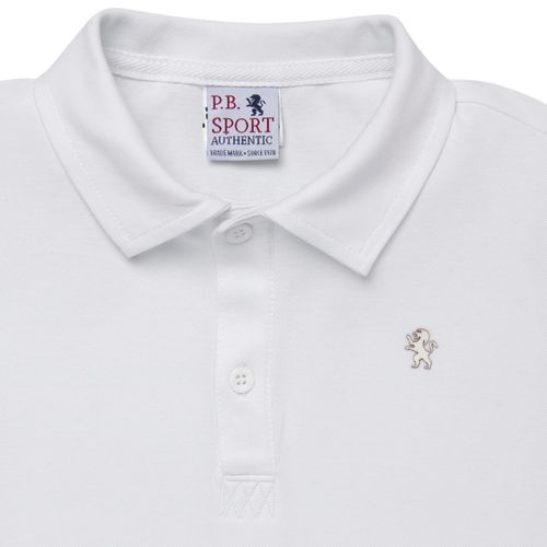Camiseta Polo Infantil Masculina Manga Curta Piquet Pima - BRANCO
