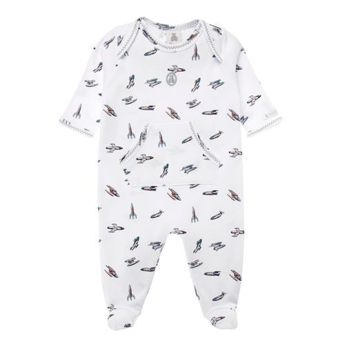 Macacão de Bebê Masculino Longo Algodão Egípcio Naves - BRANCO