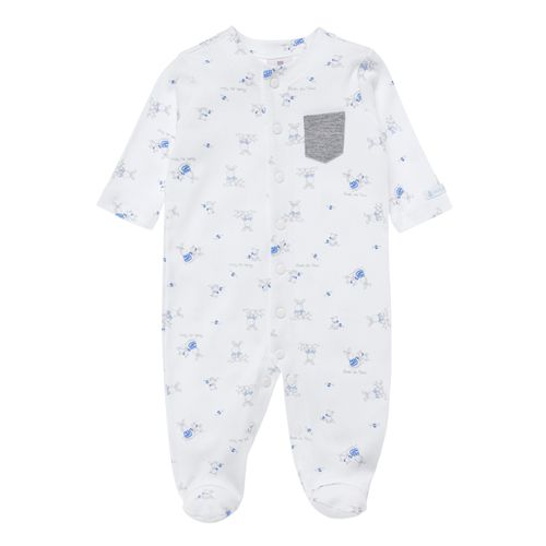 Macacão de Bebê Masculino Longo Algodão Egípcio Coelhos - AZUL BEBE