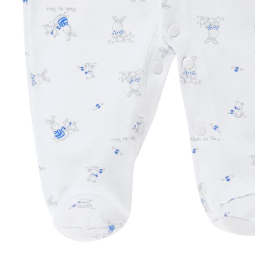 Macacão de Bebê Masculino Longo Algodão Egípcio Coelhos - AZUL BEBE