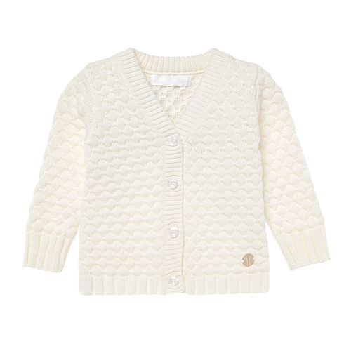 Cardigan de Bebê Feminino Tricot Ponto Concha - OFF WHITE