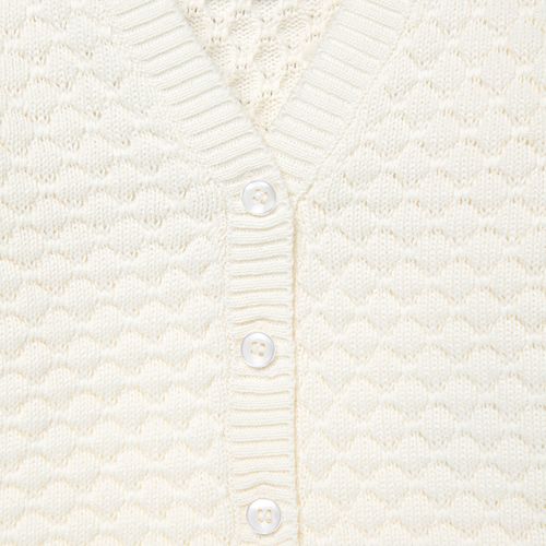 Cardigan de Bebê Feminino Tricot Ponto Concha - OFF WHITE