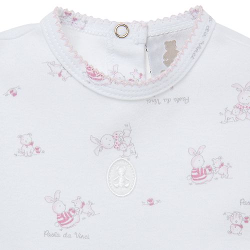 Macacão Vestido de Bebê Feminino Algodão Egípcio Coelhos - ROSA