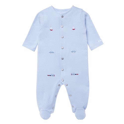Macacão de Bebê Masculino Longo Transportes - AZUL BEBE