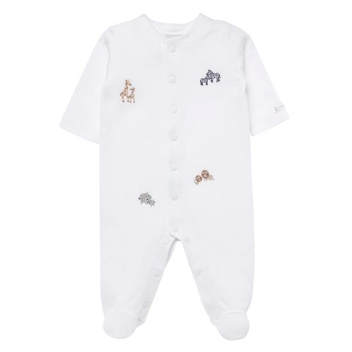 Macacão de Bebê Masculino Longo Safári - BRANCO