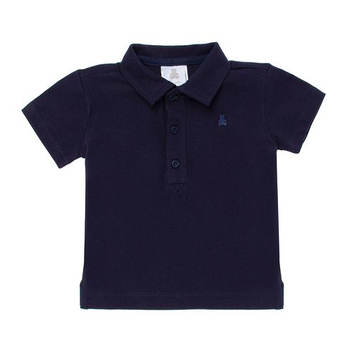 Camiseta Polo de Bebê Masculina Manga Curta Piquet Pima - AZUL MARINHO