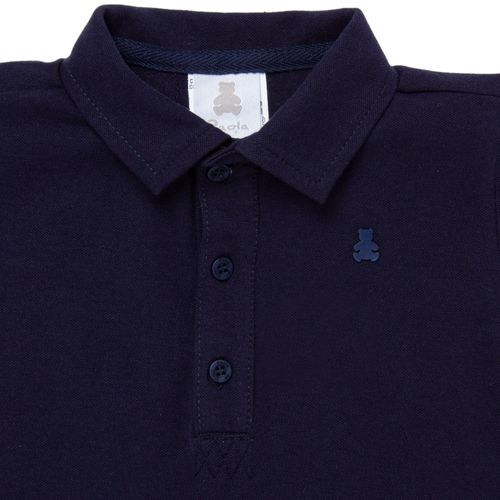 Camiseta Polo de Bebê Masculina Manga Curta Piquet Pima - AZUL MARINHO