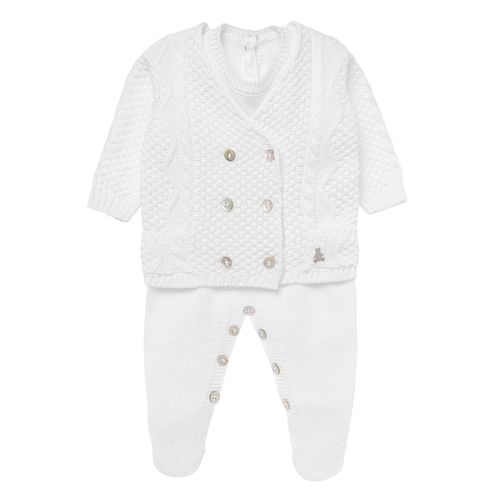 Saída de Maternidade Masculina Tricot Tranças - BRANCO