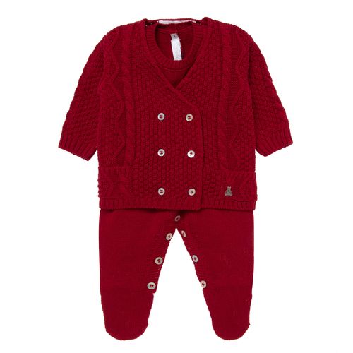 Saída de Maternidade Masculina Tricot Tranças - VERMELHO