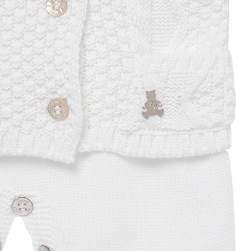 Saída de Maternidade Masculina Tricot Tranças - BRANCO