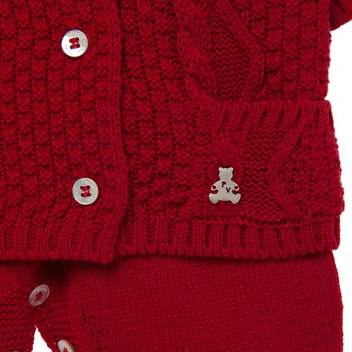 Saída de Maternidade Masculina Tricot Tranças - VERMELHO