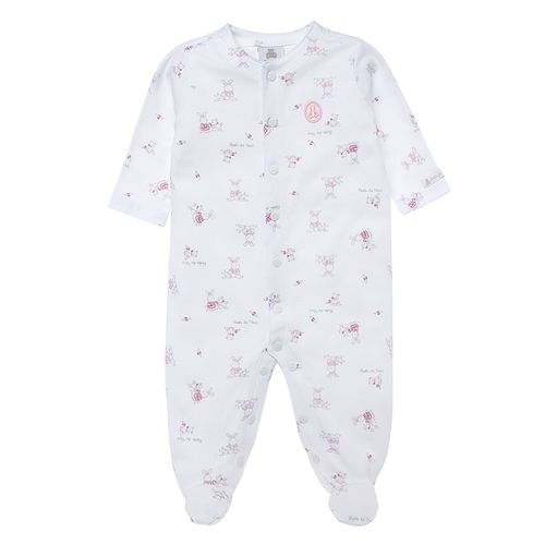 Macacão de Bebê Feminino Longo Algodão Egípcio Coelhos - ROSA