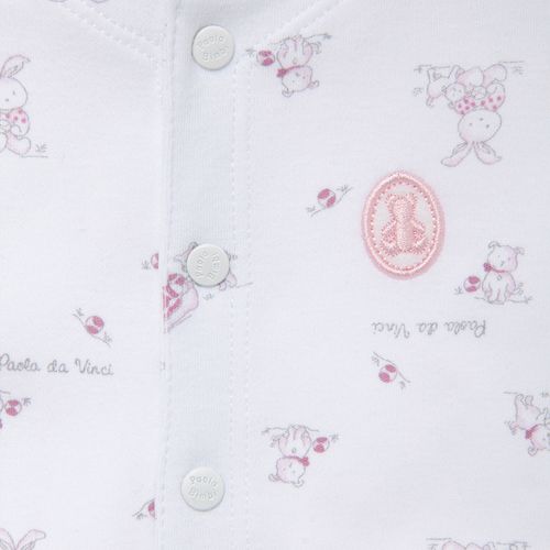 Macacão de Bebê Feminino Longo Algodão Egípcio Coelhos - ROSA