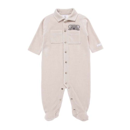 Macacão de Bebê Masculino Longo Plush Coala - CINZA
