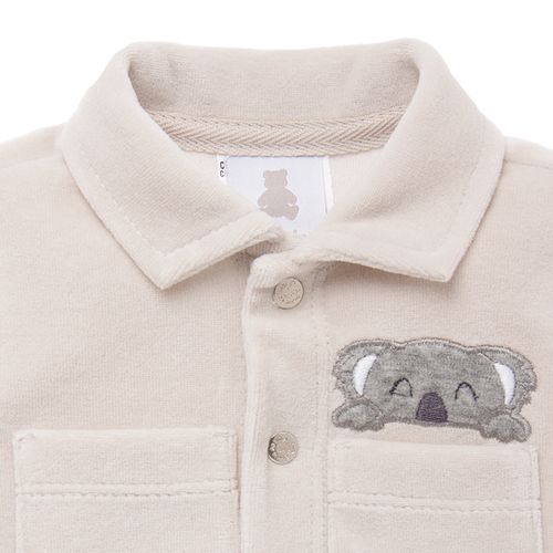 Macacão de Bebê Masculino Longo Plush Coala - CINZA