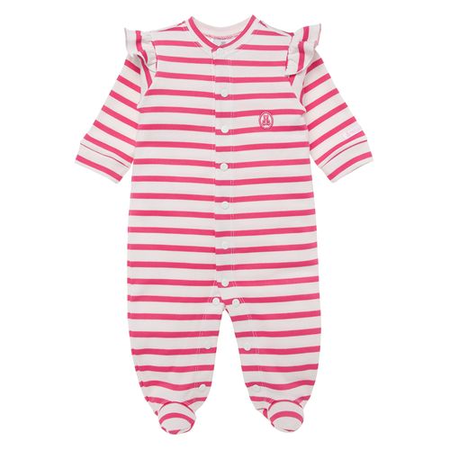 Macacão de Bebê Feminino Longo Listras - ROSA